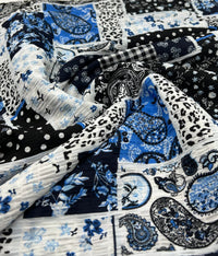 Patterned Lightweight Crinkle Crepe Non Stretch Fabric - T9 Fabrics