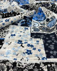 Patterned Lightweight Crinkle Crepe Non Stretch Fabric - T9 Fabrics