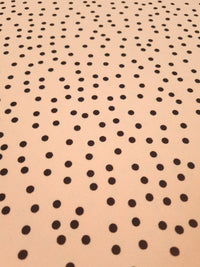 Peach Polka Dot Printed Scuba Crepe Jersey Fabric 4 Way Stretch - T9 Fabrics