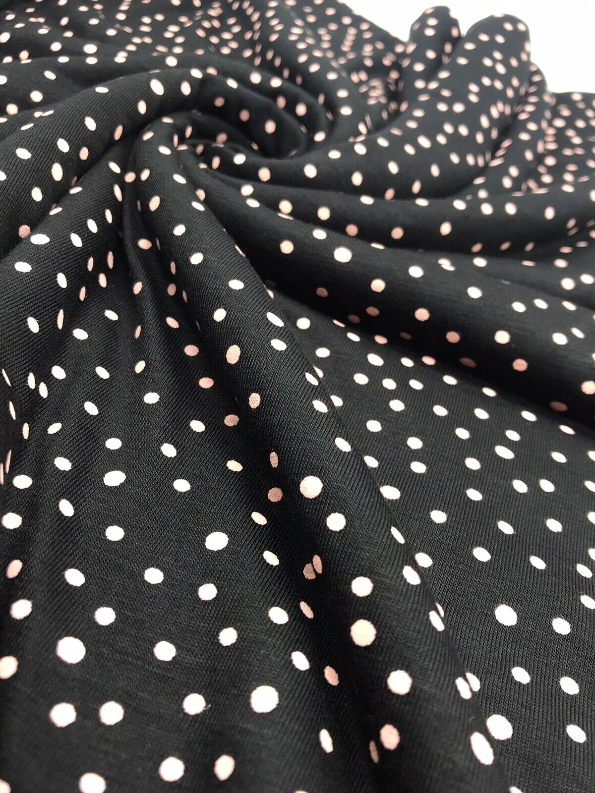 Peach Spotty Print Viscose Elastane Fabric - T9 Fabrics