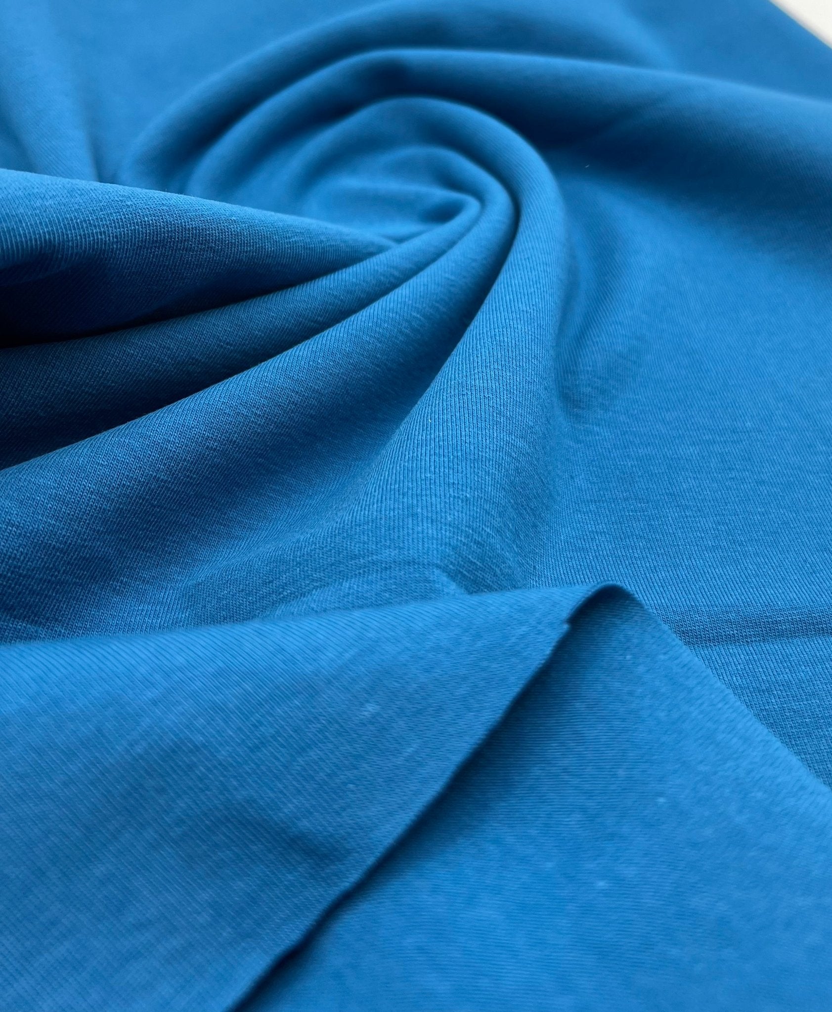 Peacock Blue Cotton Stretch Jersey 240 GSM 92/8 Lycra 4 Way Stretch - T9 Fabrics