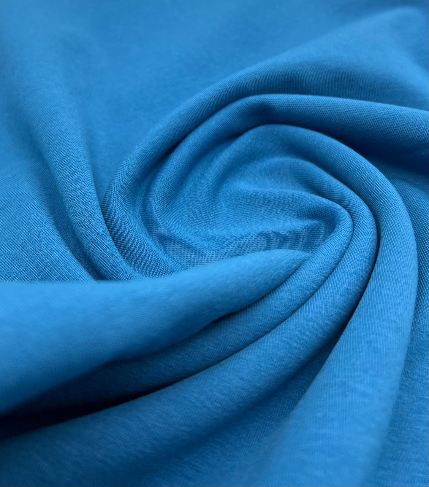 Peacock Blue Cotton Stretch Jersey 240 GSM 92/8 Lycra 4 Way Stretch - T9 Fabrics
