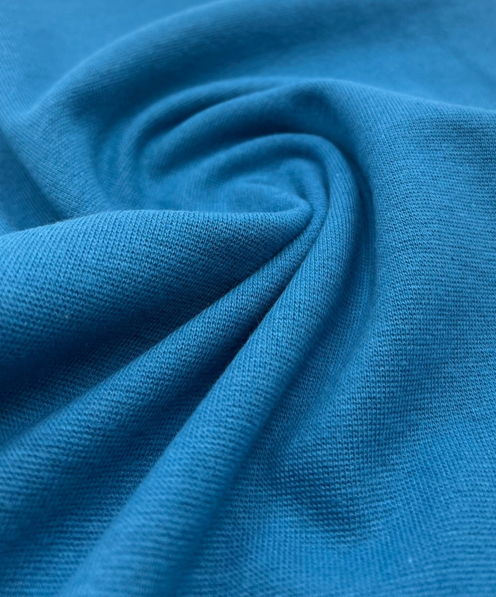 Peacock Blue Jersey Cuffing Ribbing Fabric 270 GSM Cotton Knit 70cm Wide - T9 Fabrics