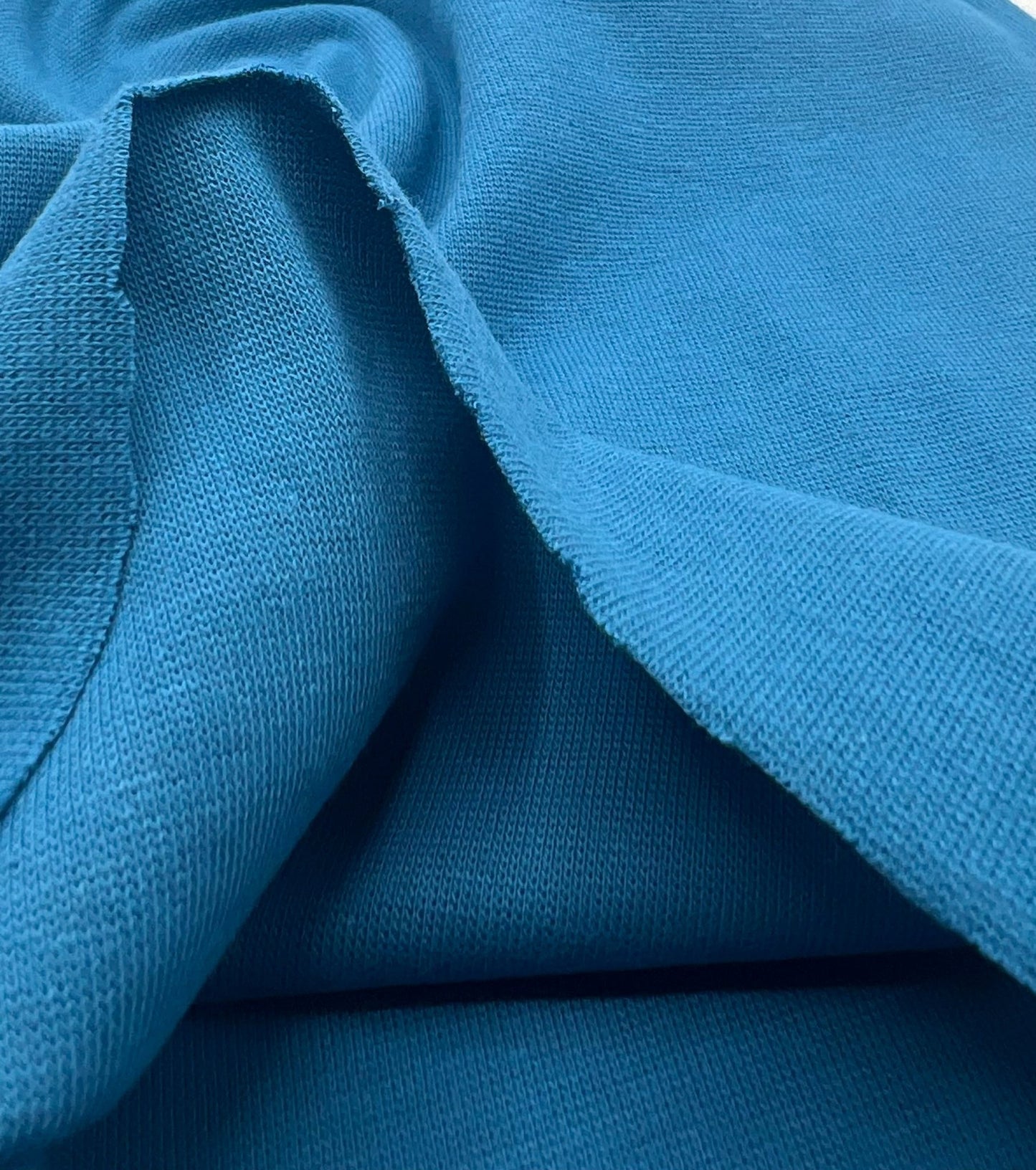 Peacock Blue Jersey Cuffing Ribbing Fabric 270 GSM Cotton Knit 70cm Wide - T9 Fabrics