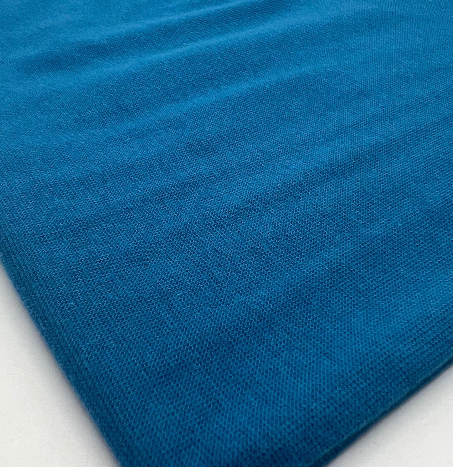 Peacock Blue Jersey Cuffing Ribbing Fabric 270 GSM Cotton Knit 70cm Wide - T9 Fabrics