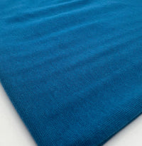 Peacock Blue Jersey Cuffing Ribbing Fabric 270 GSM Cotton Knit 70cm Wide - T9 Fabrics