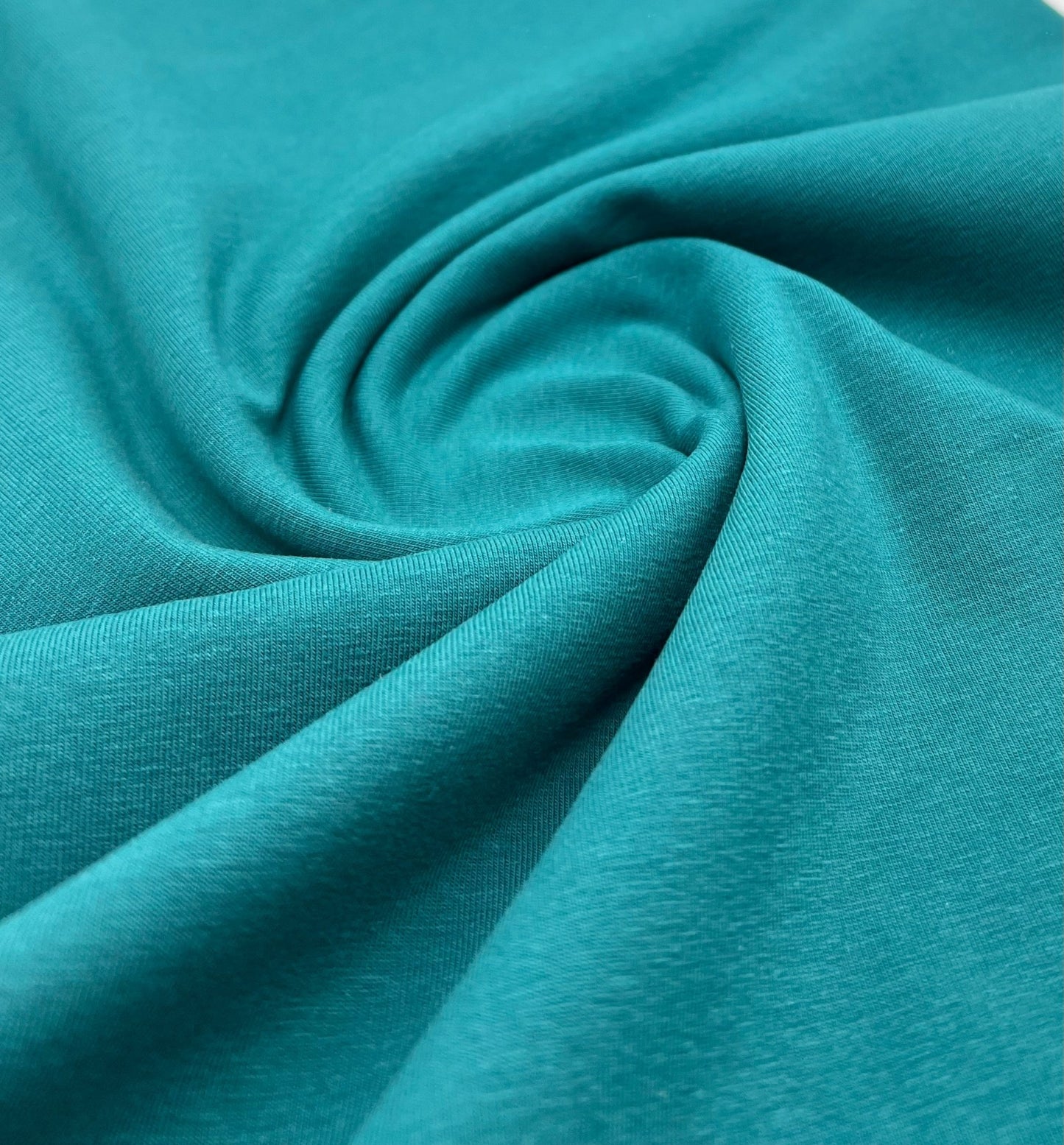 Petrol Green Cotton Stretch Jersey 240 GSM 92/8 Lycra 4 Way Stretch - T9 Fabrics