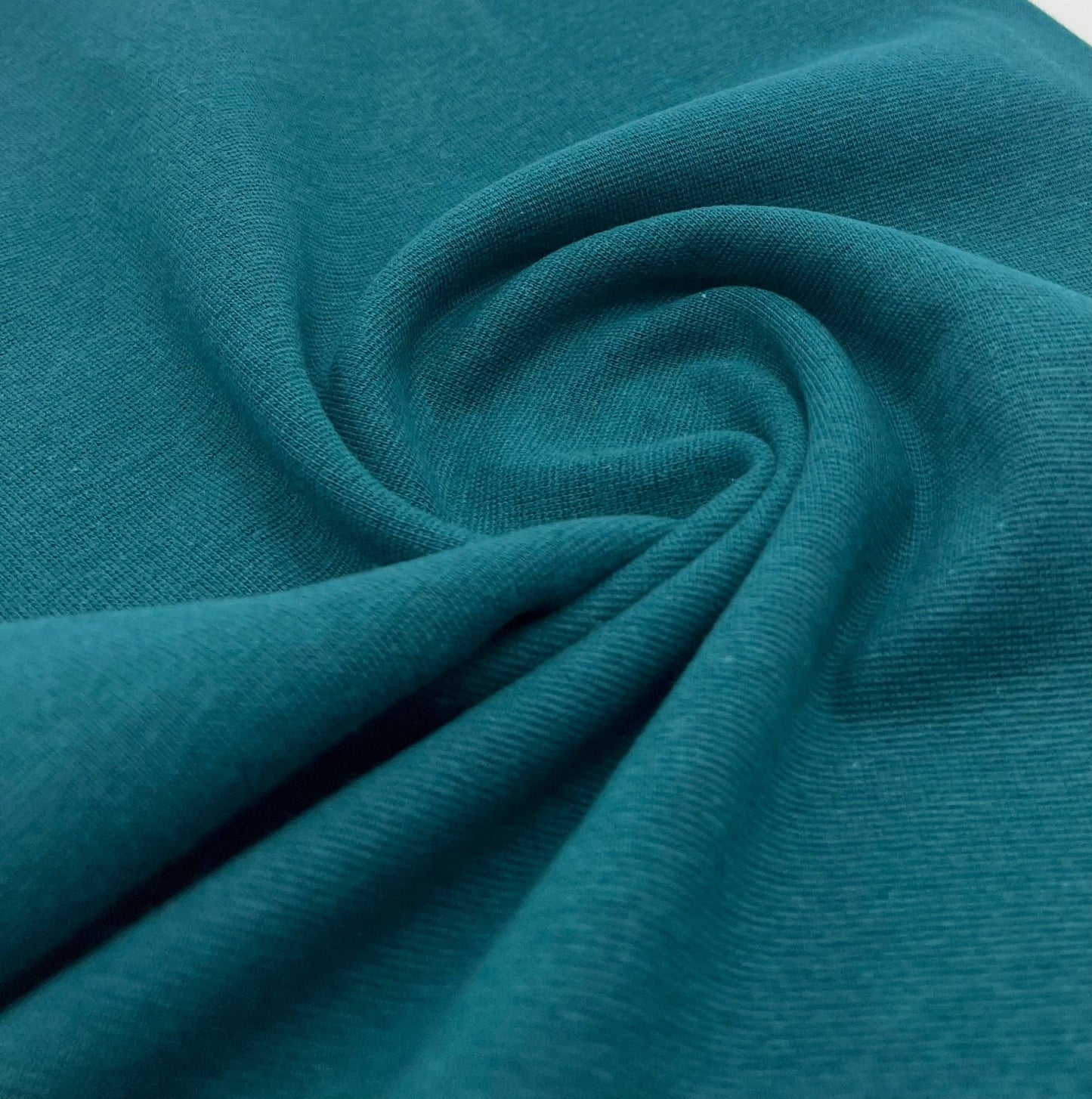 Petrol Green Jersey Cuffing Ribbing Fabric 270 GSM Cotton Knit 70cm Wide - T9 Fabrics