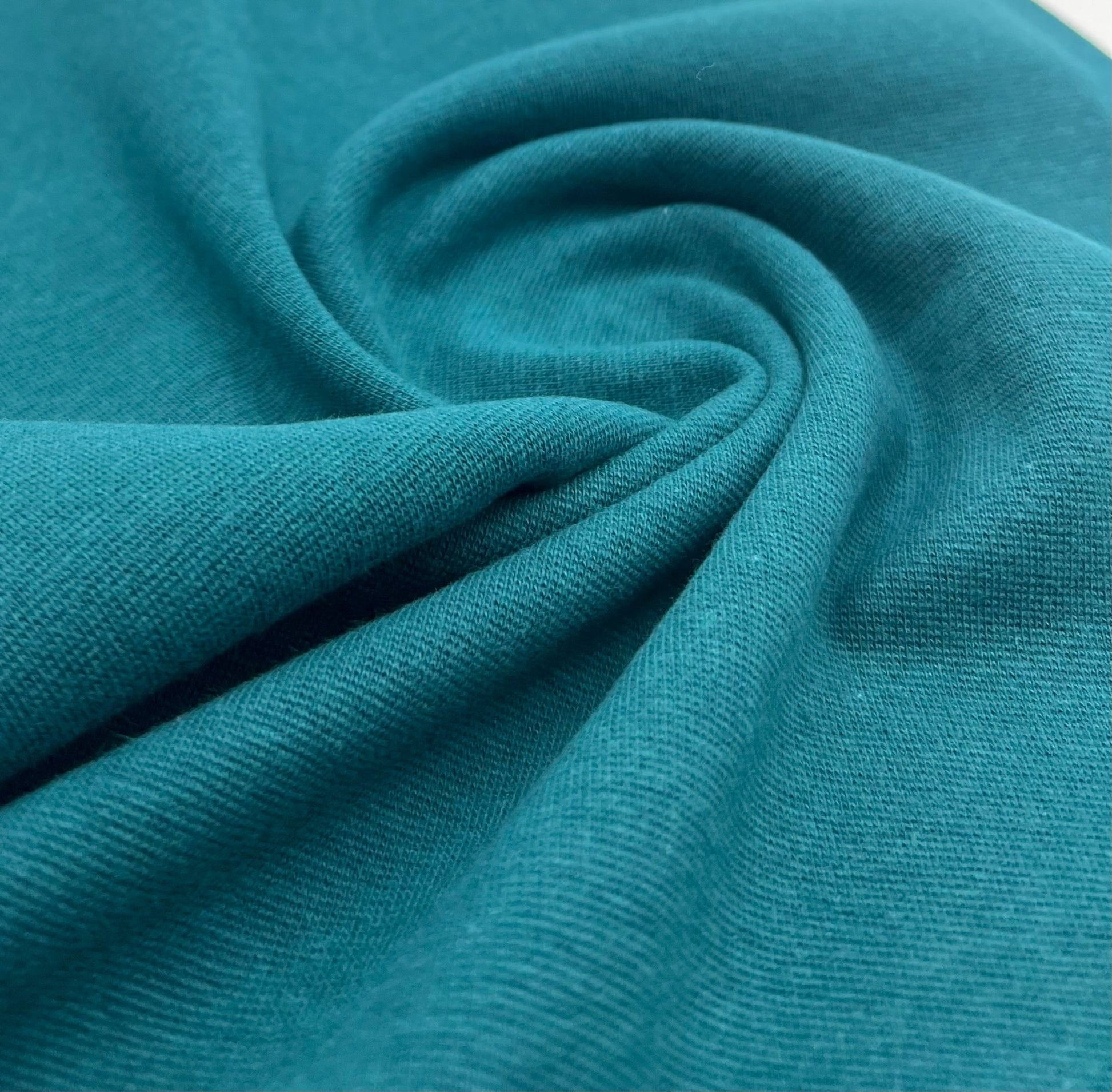 Petrol Green Jersey Cuffing Ribbing Fabric 270 GSM Cotton Knit 70cm Wide - T9 Fabrics