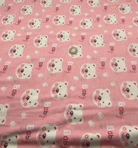 Pink Baby Bear Print Spun Poly Stretch Fabric - T9 Fabrics