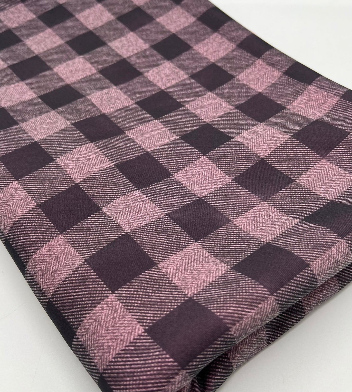 Pink Black Check Printed Plain Scuba 2 Way Stretch Jersey Fabric - T9 Fabrics