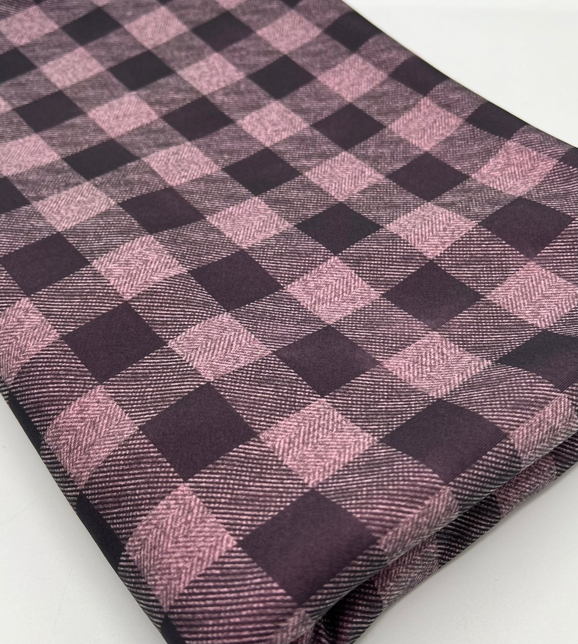 Pink Black Check Printed Plain Scuba 2 Way Stretch Jersey Fabric - T9 Fabrics