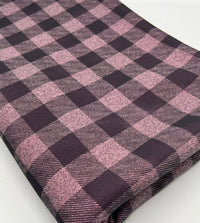 Pink Black Check Printed Plain Scuba 2 Way Stretch Jersey Fabric - T9 Fabrics