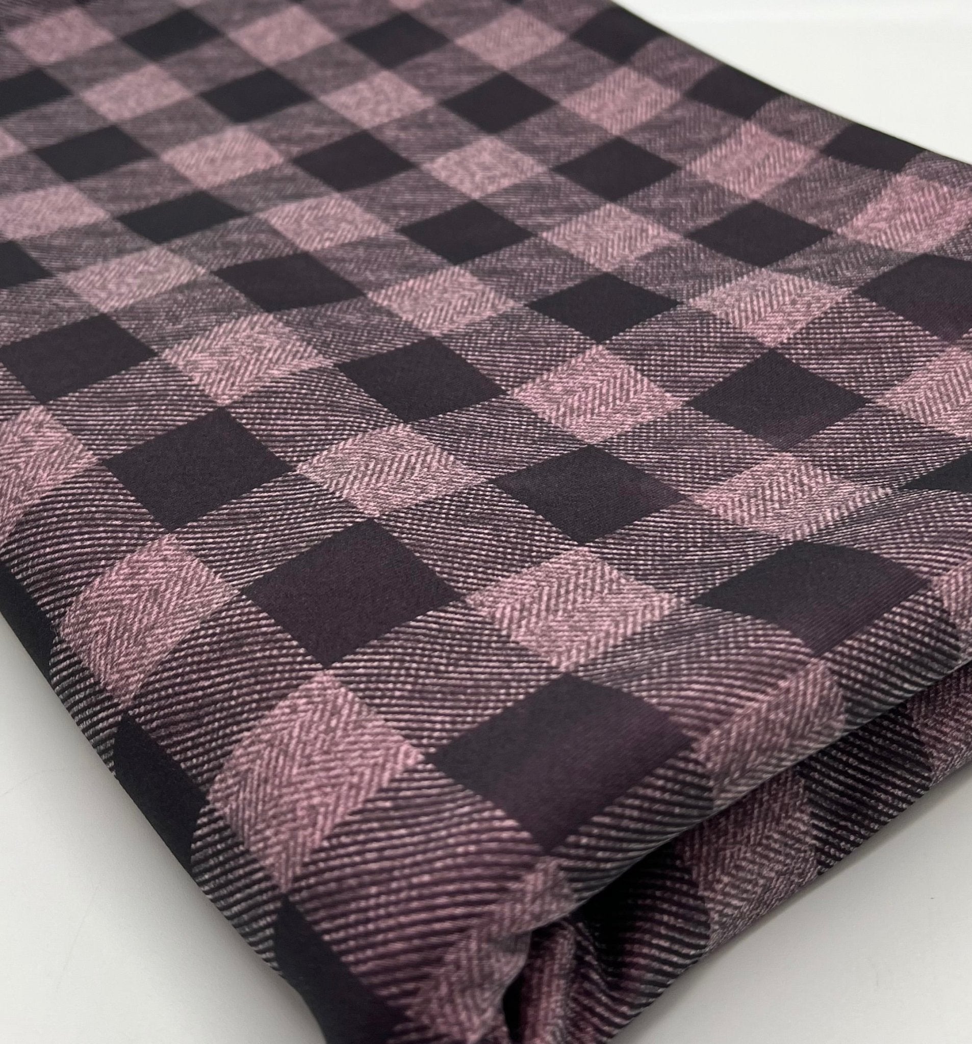 Pink Black Check Printed Plain Scuba 2 Way Stretch Jersey Fabric - T9 Fabrics