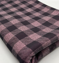 Pink Black Check Printed Plain Scuba 2 Way Stretch Jersey Fabric - T9 Fabrics