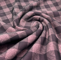 Pink Black Check Printed Plain Scuba 2 Way Stretch Jersey Fabric - T9 Fabrics
