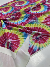 Pink Blue Green Yellow Printed Scuba Crepe Jersey Fabric 4 Way Stretch - T9 Fabrics