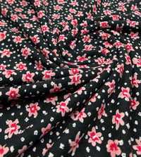 Pink Ditsy Floral Print Viscose Elastane Fabric - T9 Fabrics