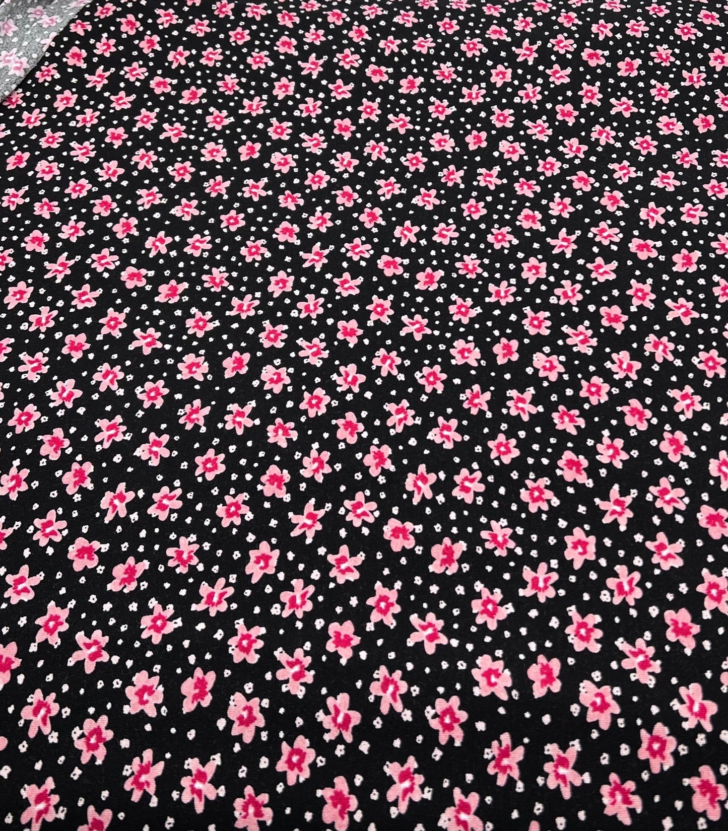 Pink Ditsy Floral Print Viscose Elastane Fabric - T9 Fabrics