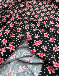 Pink Ditsy Floral Print Viscose Elastane Fabric - T9 Fabrics