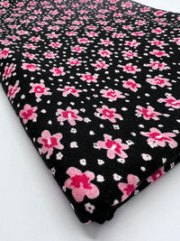 Pink Ditsy Floral Print Viscose Elastane Fabric - T9 Fabrics