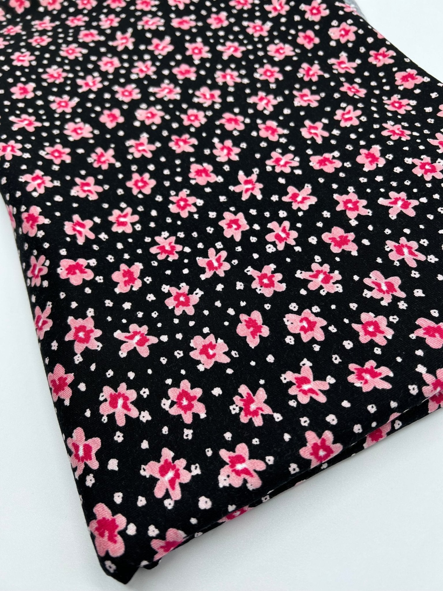 Pink Ditsy Floral Print Viscose Elastane Fabric - T9 Fabrics