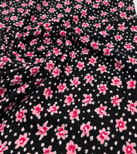 Pink Ditsy Floral Print Viscose Elastane Fabric - T9 Fabrics