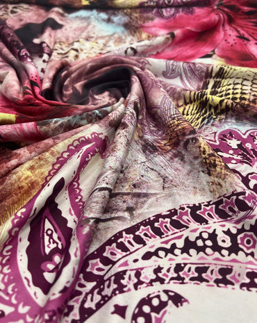 Pink Floral Animal Print Soft Touch 4 Way Stretch Fabric - T9 Fabrics