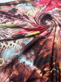 Pink Floral Animal Print Soft Touch 4 Way Stretch Fabric - T9 Fabrics