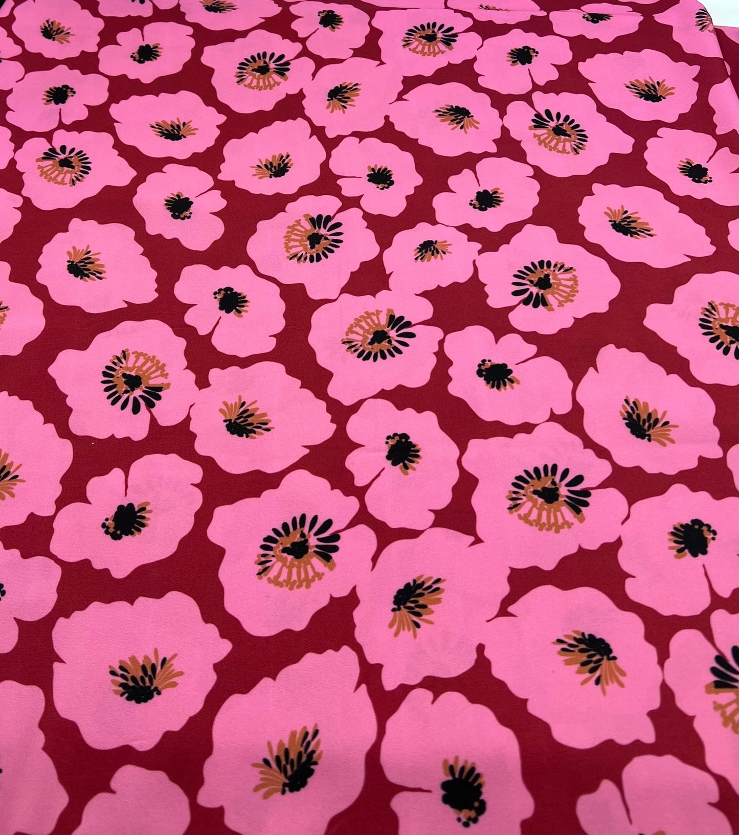 Pink Floral Non Stretch Woven Dress Craft Fabric - T9 Fabrics