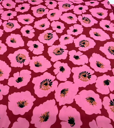 Pink Floral Non Stretch Woven Dress Craft Fabric - T9 Fabrics