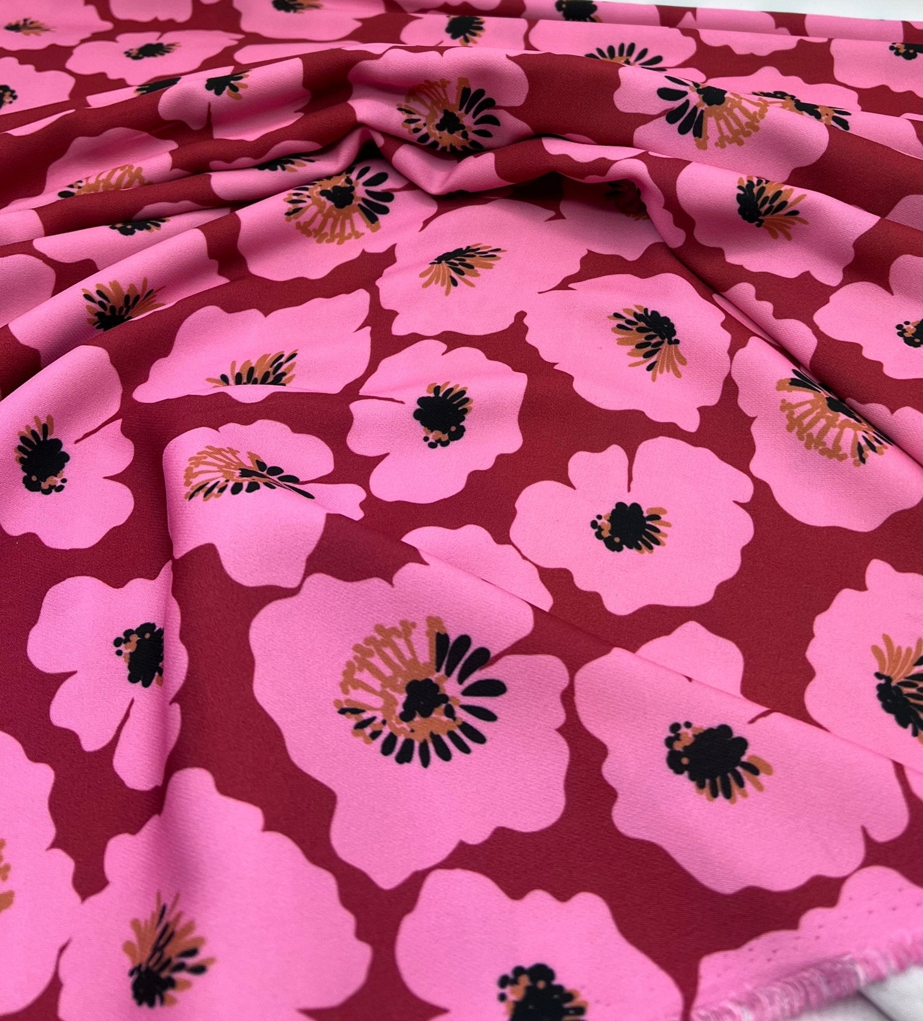 Pink Floral Non Stretch Woven Dress Craft Fabric - T9 Fabrics