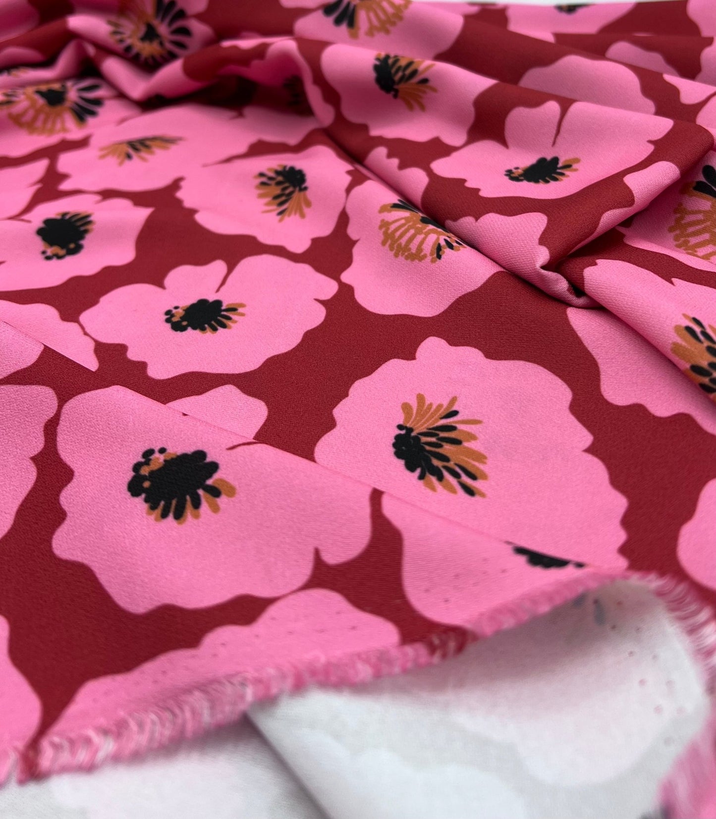 Pink Floral Non Stretch Woven Dress Craft Fabric - T9 Fabrics