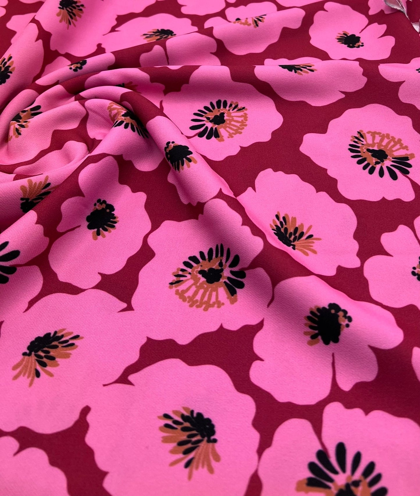 Pink Floral Non Stretch Woven Dress Craft Fabric - T9 Fabrics