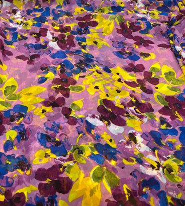 Pink Floral Printed Chiffon Dress Fabric - T9 Fabrics