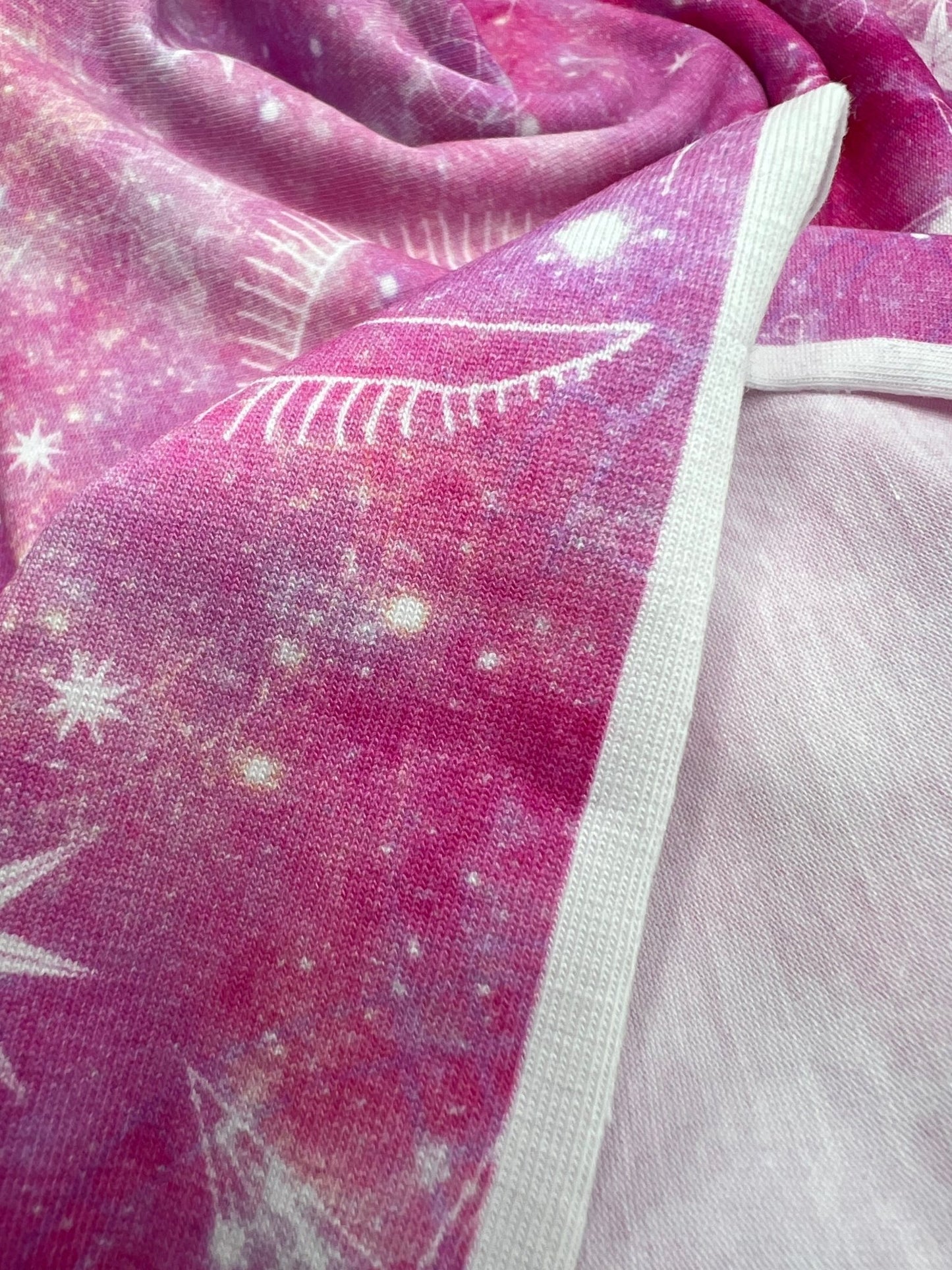 Pink Galaxy Print Cotton Stretch Jersey 200 GSM 95/5 Lycra 4 Way Stretch - T9 Fabrics