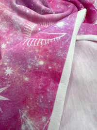 Pink Galaxy Print Cotton Stretch Jersey 200 GSM 95/5 Lycra 4 Way Stretch - T9 Fabrics