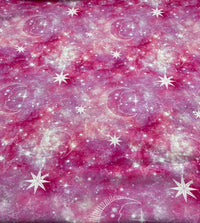 Pink Galaxy Print Cotton Stretch Jersey 200 GSM 95/5 Lycra 4 Way Stretch - T9 Fabrics