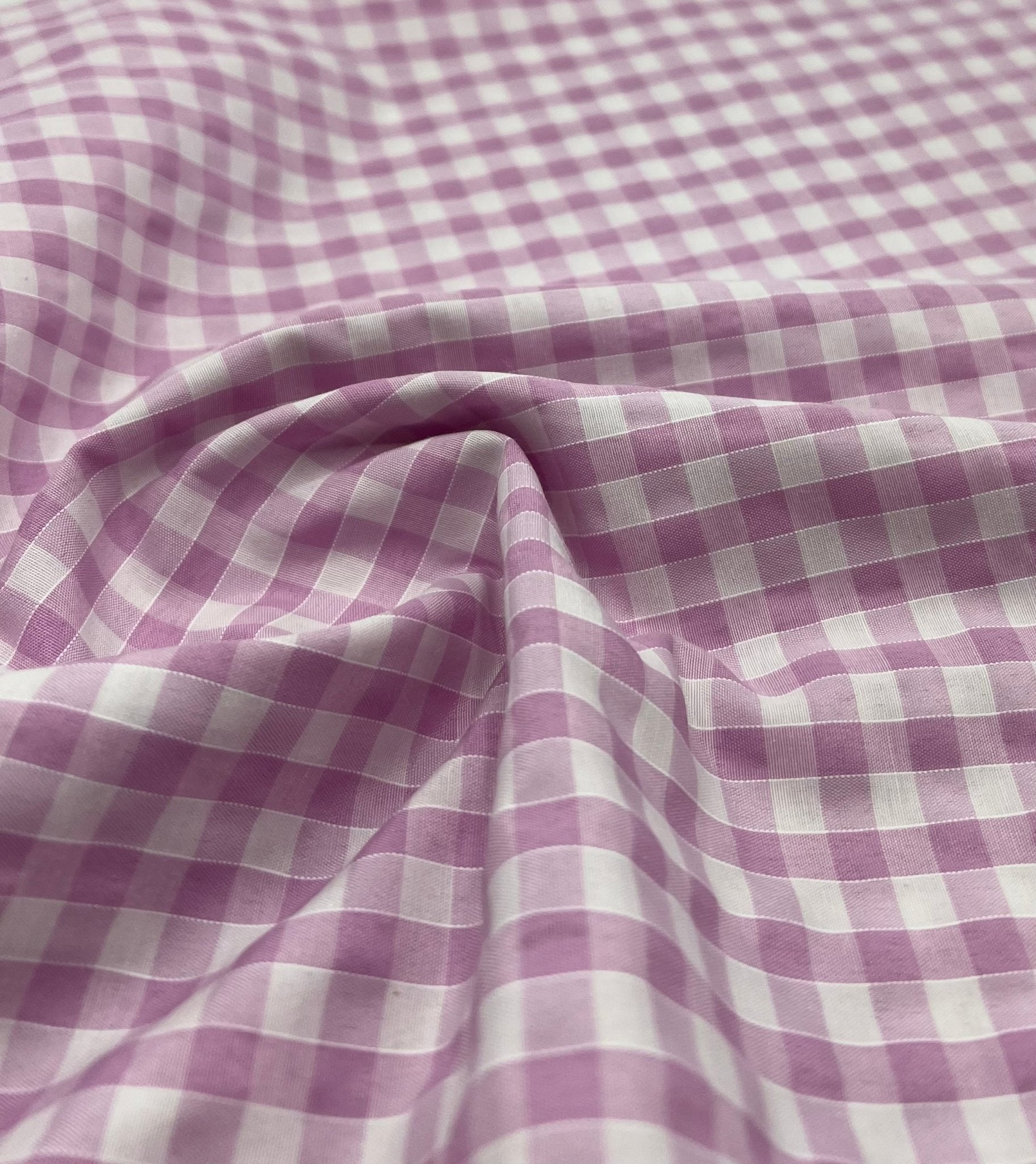 Pink Gingham Printed Poly Cotton 90 GSM 80/20 44 Inch Non Stretch - T9 Fabrics