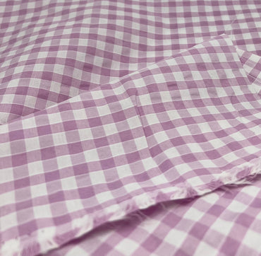 Pink Gingham Printed Poly Cotton 90 GSM 80/20 44 Inch Non Stretch - T9 Fabrics