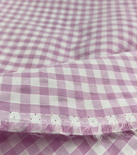 Pink Gingham Printed Poly Cotton 90 GSM 80/20 44 Inch Non Stretch - T9 Fabrics