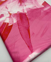 Pink Large Floral Orange Print Soft Touch 4 Way Stretch Fabric - T9 Fabrics