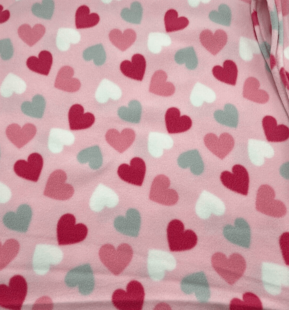 Pink Love Heart Printed Anti - Pil Polar Fleece Fabric Blanket Loungewear - T9 Fabrics