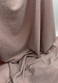 Pink Lurex Silver Thread Sparkle Detail Metallic Stretch Knit Fabric - T9 Fabrics