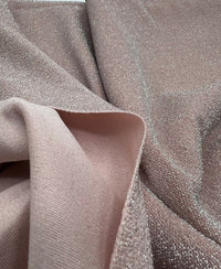 Pink Lurex Silver Thread Sparkle Detail Metallic Stretch Knit Fabric - T9 Fabrics