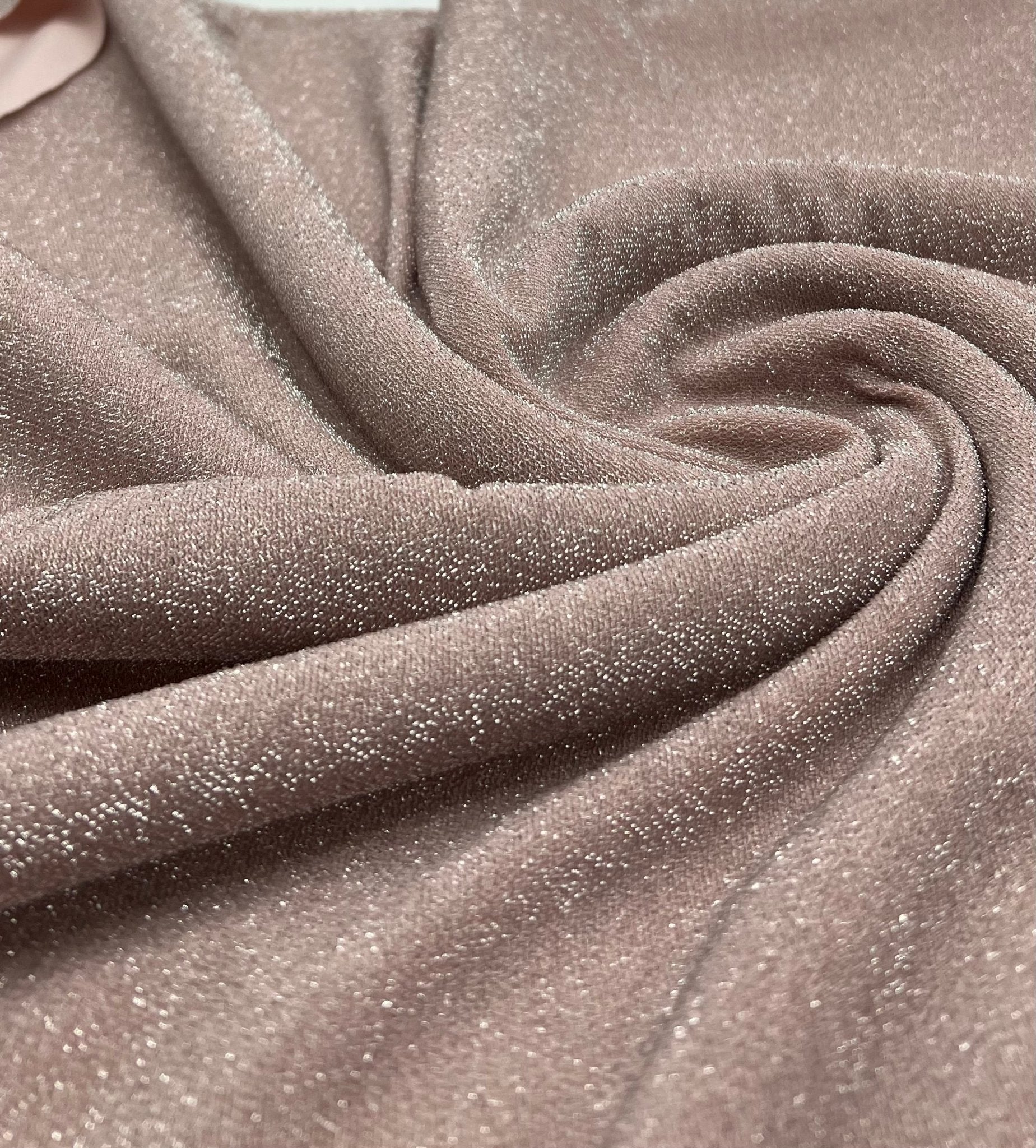 Pink Lurex Silver Thread Sparkle Detail Metallic Stretch Knit Fabric - T9 Fabrics