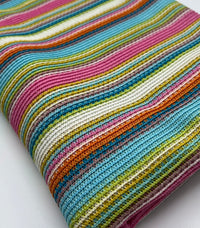 Pink Multi Stripe Textured Knitted 2 Way Stretch Fabric - T9 Fabrics