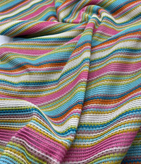Pink Multi Stripe Textured Knitted 2 Way Stretch Fabric - T9 Fabrics