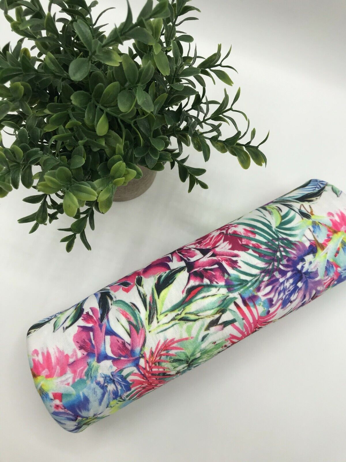 Pink Multi Tropical Print Spun Poly Stretch Fabric - T9 Fabrics