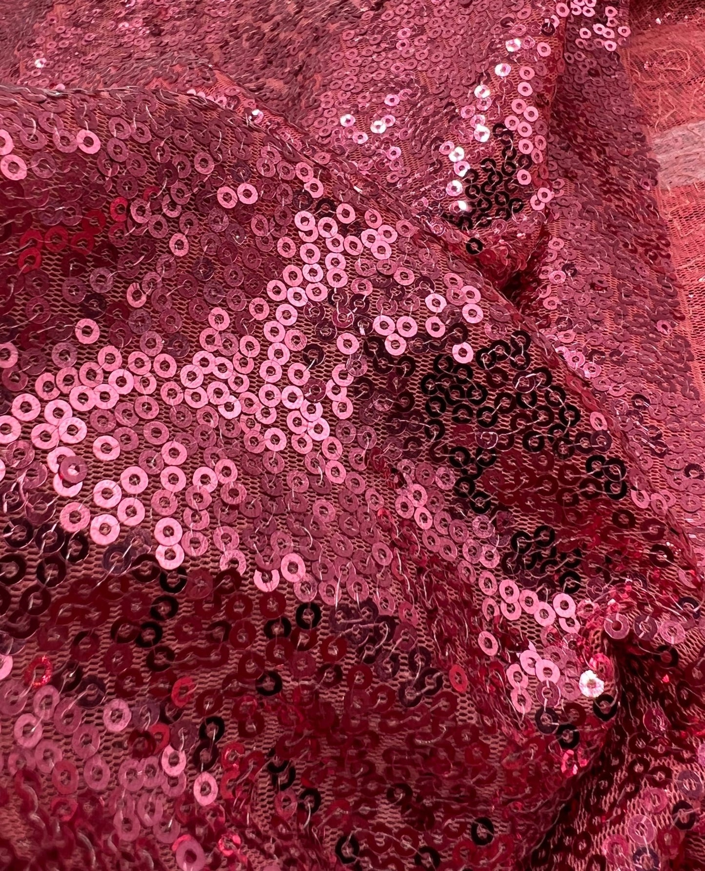 Pink On Pink Sequin Detail Non Stretch Fabric - T9 Fabrics